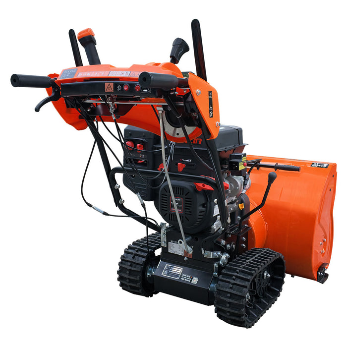 28" Track Drive Snow Blower, 302cc/10 HP Gas Engine, Electric Start, Serrated Auger, Joystick, LED Light, Heated Handlebar, TMG-GSBT28