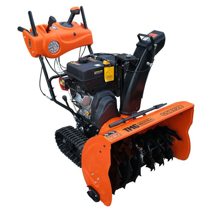 28" Track Drive Snow Blower, 302cc/10 HP Gas Engine, Electric Start, Serrated Auger, Joystick, LED Light, Heated Handlebar, TMG-GSBT28