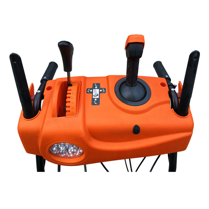 Souffleuse à neige autotractée de 30 po, moteur à essence de 375 cm³ 13 CV, démarrage électrique, tarière dentelée, joystick, lumière DEL, poignées chauffantes, TMG-GSBT30