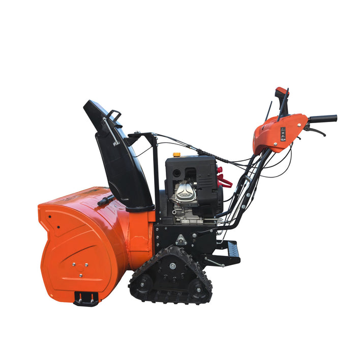 Fraise à neige autotractée 33 po, moteur à essence 420 cm3 15 HP, tarière dentelée, manette de commande, phare à DEL, poignée chauffante, TMG-GSBT33