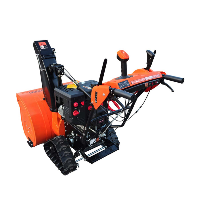Fraise à neige autotractée 33 po, moteur à essence 420 cm3 15 HP, tarière dentelée, manette de commande, phare à DEL, poignée chauffante, TMG-GSBT33
