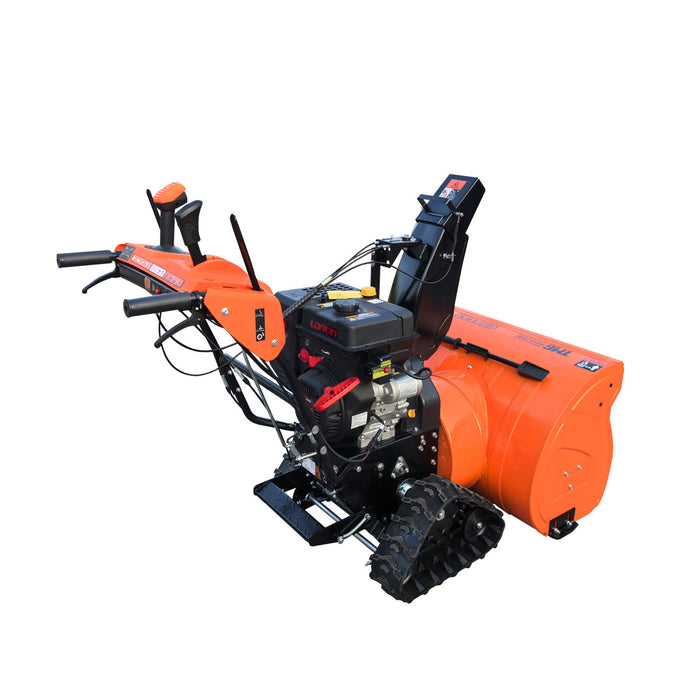 Fraise à neige autotractée 33 po, moteur à essence 420 cm3 15 HP, tarière dentelée, manette de commande, phare à DEL, poignée chauffante, TMG-GSBT33
