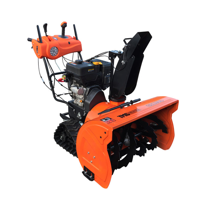 Fraise à neige autotractée 33 po, moteur à essence 420 cm3 15 HP, tarière dentelée, manette de commande, phare à DEL, poignée chauffante, TMG-GSBT33