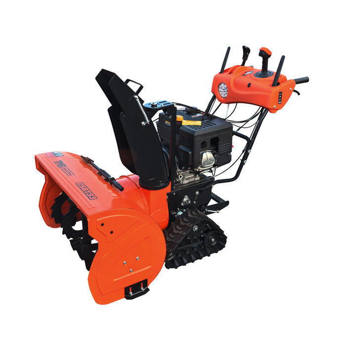 Fraise à neige autotractée 33 po, moteur à essence 420 cm3 15 HP, tarière dentelée, manette de commande, phare à DEL, poignée chauffante, TMG-GSBT33