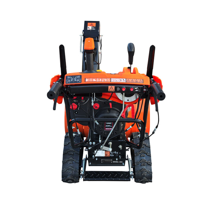 Fraise à neige autotractée 33 po, moteur à essence 420 cm3 15 HP, tarière dentelée, manette de commande, phare à DEL, poignée chauffante, TMG-GSBT33
