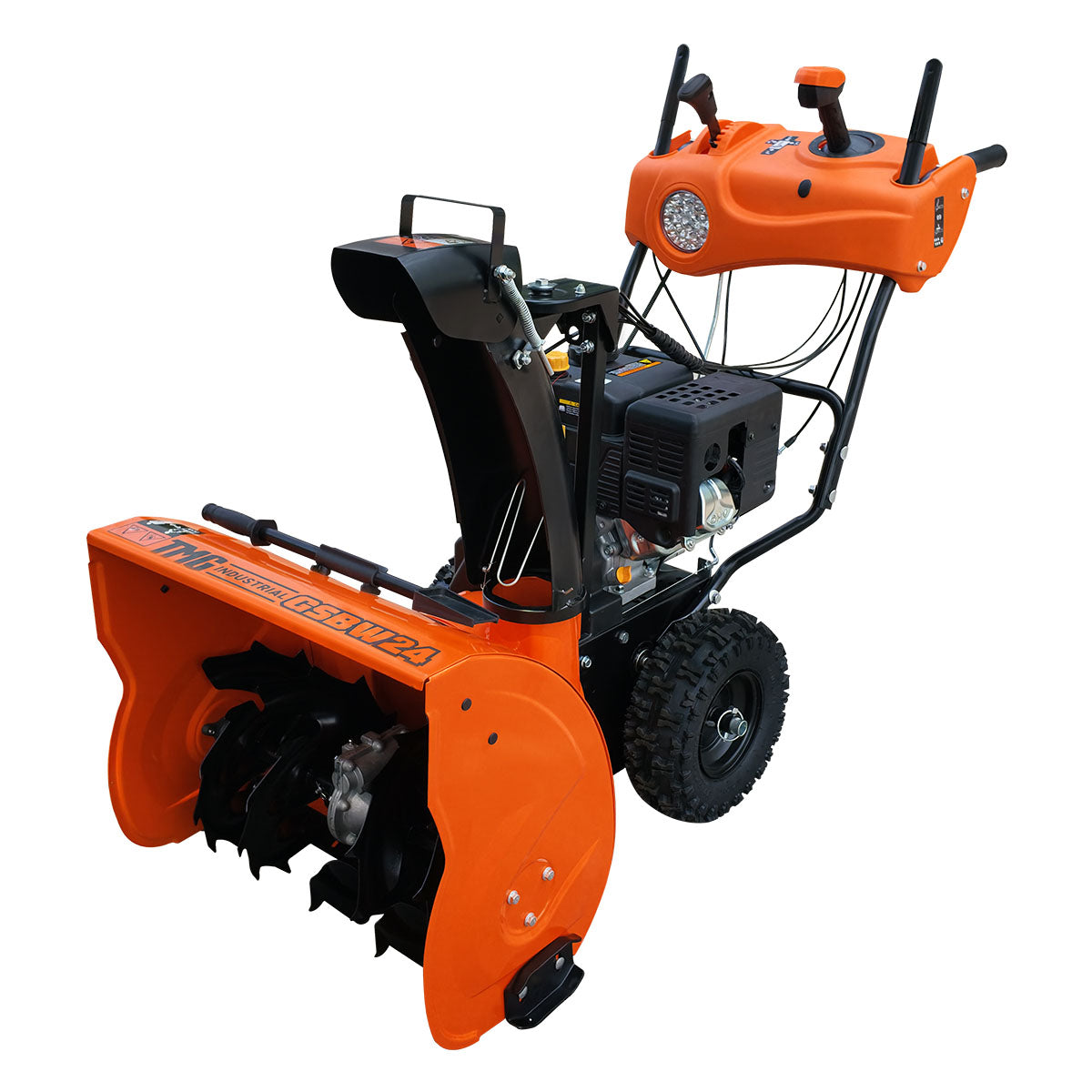 Fraise à neige 24", moteur à essence 212 cm³ 7 HP, démarrage électrique, tarière dentelée, joystick, lumière DEL, poignées chauffantes, TMG-GSBW24