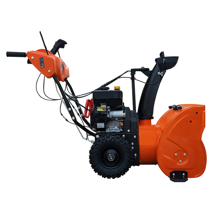 24" Snow Blower, 212cc 7 HP Gas Engine, Electric Start, Serrated Auger, Joystick, LED Light, Heated Handlebar, TMG-GSBW24