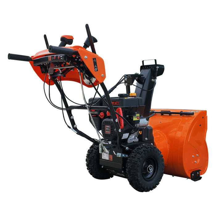 24" Snow Blower, 212cc 7 HP Gas Engine, Electric Start, Serrated Auger, Joystick, LED Light, Heated Handlebar, TMG-GSBW24