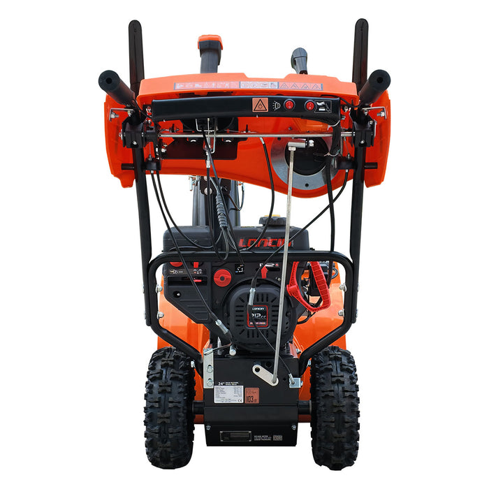 24" Snow Blower, 212cc 7 HP Gas Engine, Electric Start, Serrated Auger, Joystick, LED Light, Heated Handlebar, TMG-GSBW24
