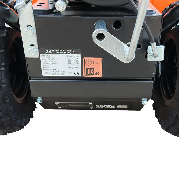24" Snow Blower, 212cc 7 HP Gas Engine, Electric Start, Serrated Auger, Joystick, LED Light, Heated Handlebar, TMG-GSBW24