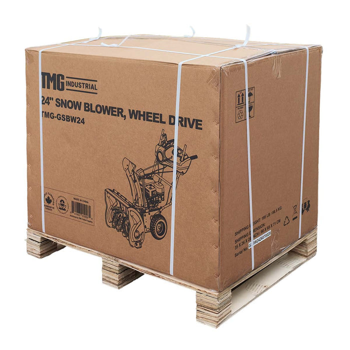 24" Snow Blower, 212cc 7 HP Gas Engine, Electric Start, Serrated Auger, Joystick, LED Light, Heated Handlebar, TMG-GSBW24