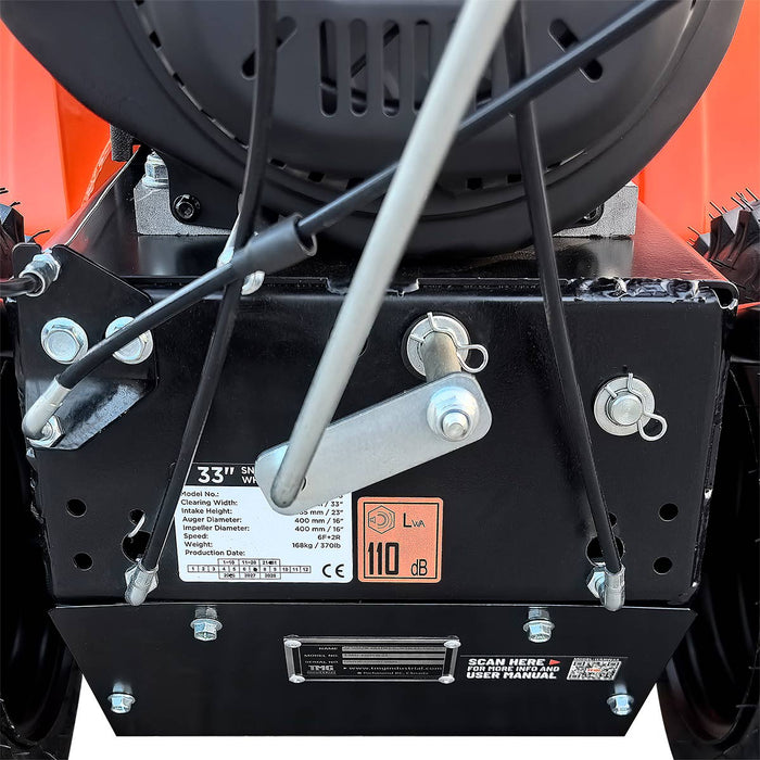 Souffleuse à neige 33", moteur à essence 420cc 15 CV, tarière dentelée, joystick, lumière LED, poignée chauffante, TMG-GSBW33