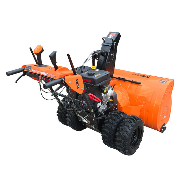 Souffleuse à neige 45 po, moteur à essence 420 cm3 15 CV, tarière dentelée, joystick, lumière DEL, poignée chauffante, TMG-GSBW45
