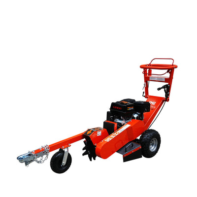 Walk Behind Gas Powered Stump Grinder, ATV/UTV Tow Bar, 12 Carbide Teeth, 24" Cutting Capacity, 15 HP Gasoline Engine, TMG-GSG12EL