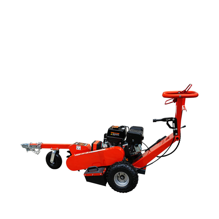 Walk Behind Gas Powered Stump Grinder, ATV/UTV Tow Bar, 12 Carbide Teeth, 24" Cutting Capacity, 15 HP Gasoline Engine, TMG-GSG12EL