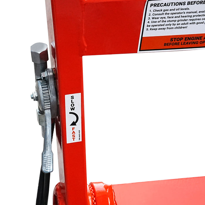 Walk Behind Gas Powered Stump Grinder, 9 Carbide Teeth, 24" Cutting Capacity, 15 HP Gasoline Engine, TMG-GSG9EL