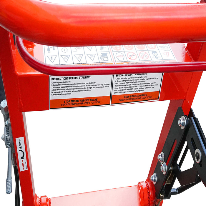 Walk Behind Gas Powered Stump Grinder, 9 Carbide Teeth, 24" Cutting Capacity, 15 HP Gasoline Engine, TMG-GSG9EL