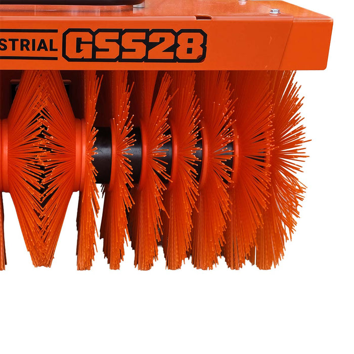 Balai brosse balayeuse de 28 po, moteur à essence de 196 cc 6,5 HP, brosse en nylon, 3 directions de balayage, guidon pliable, TMG-GSS28