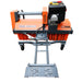 Straight rear view of the TMG-GSS47 snow sweeper showing the extended mounting plate, central pivot, angle actuator and engine above the broom.