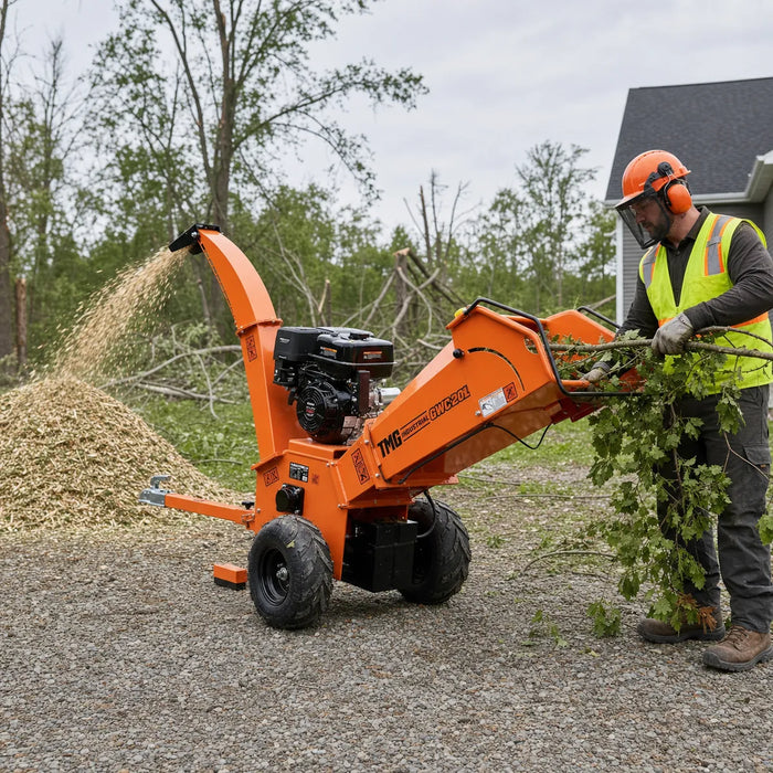 4-3/4" Wood Chipper with 14 HP Gas Engine, Electric Start, 2" Hitch Tow-Behind, TMG-GWC20L