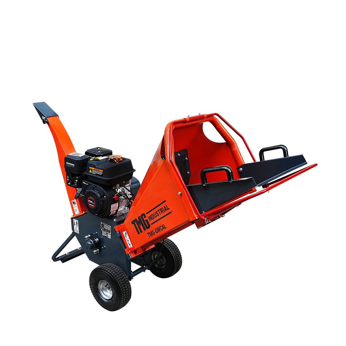 Heavy Series 4-inch wood chipper with 7 HP gas engine and 6-inch reversible blade
