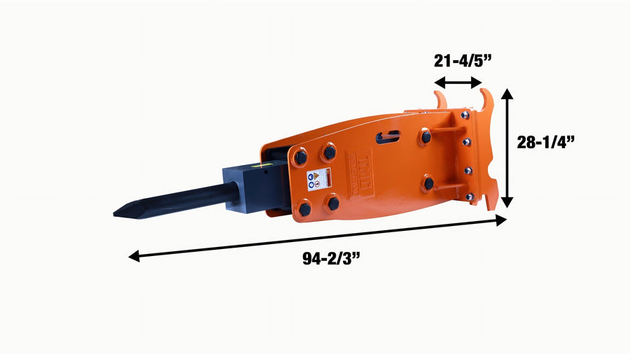 TMG-HB150Q Marteau hydraulique pour excavatrice Q/C de 10 à 15 tonnes, burin à pointe mobile de 4 '' (100 mm), énergie d'impact de 1960 Joules, 400-700 BPM