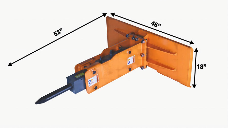 Hydraulic Breaker, 30-70 HP Skid Steer Universal Mount, 2" Moil Point Chisel TMG-HB53S