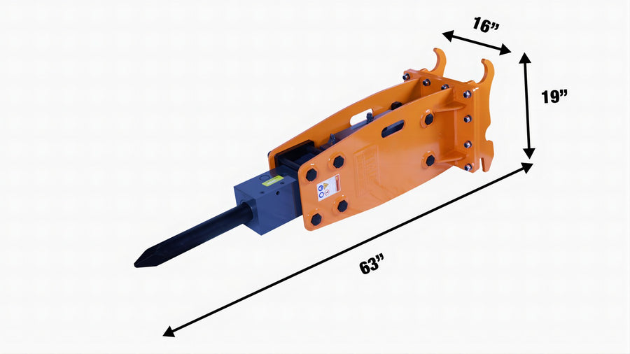 TMG Industrial 4-7 Ton Excavator/Backhoe Hydraulic Hammer Breaker, Quick Change (Q/C) Lugging, 2-3/4" Moil Point Chisel, 600 J Impact Energy, TMG-HB70Q