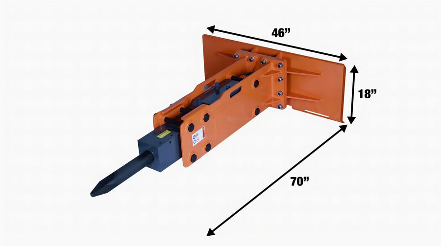 Hydraulic Breaker, 45-100 HP Skid Steer Universal Mount, 3" Moil Chisel TMG-HB90S