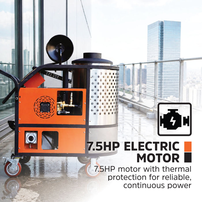 4000 PSI Hot Water Pressure Washer with 85' High-Pressure Hose Reel, 7.5 HP Electric Motor, TMG-HW42E