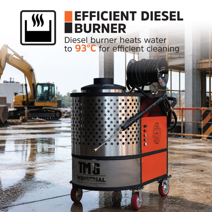 4000 PSI Hot Water Pressure Washer with 85' High-Pressure Hose Reel, 7.5 HP Electric Motor, TMG-HW42E