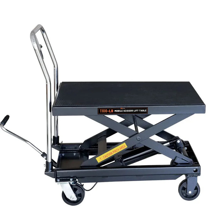 1100-lb Mobile Scissor Lift Table, 34" Lifting Height, Foot Pedal Operation, Rubber Padded Tabletop, TMG-ALS05 TMG Industrial