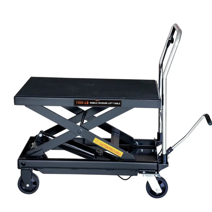 1100-lb Mobile Scissor Lift Table, 34" Lifting Height, Foot Pedal Operation, Rubber Padded Tabletop, TMG-ALS05 TMG Industrial