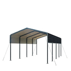 TMG Industrial 12' x 20' Abri d'auto en métal avec parois latérales ouvertes de 8', TMG-MSC1220