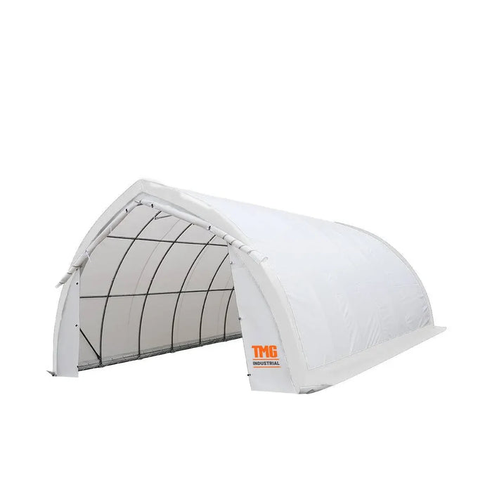 20' x 30' Arch Wall Peak Ceiling Storage Shelter with Heavy Duty 11 oz PE Cover & Drive Through Doors, TMG-ST2031P (Previously ST2030P) TMG Industrial