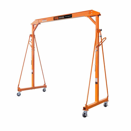TMG Industrial 2200-lb Grue à portique tout acier à hauteur réglable, verrouillage automatique, 94" min. Hauteur, 143" max. Hauteur, roulettes pivotantes verrouillables, TMG-AGC10