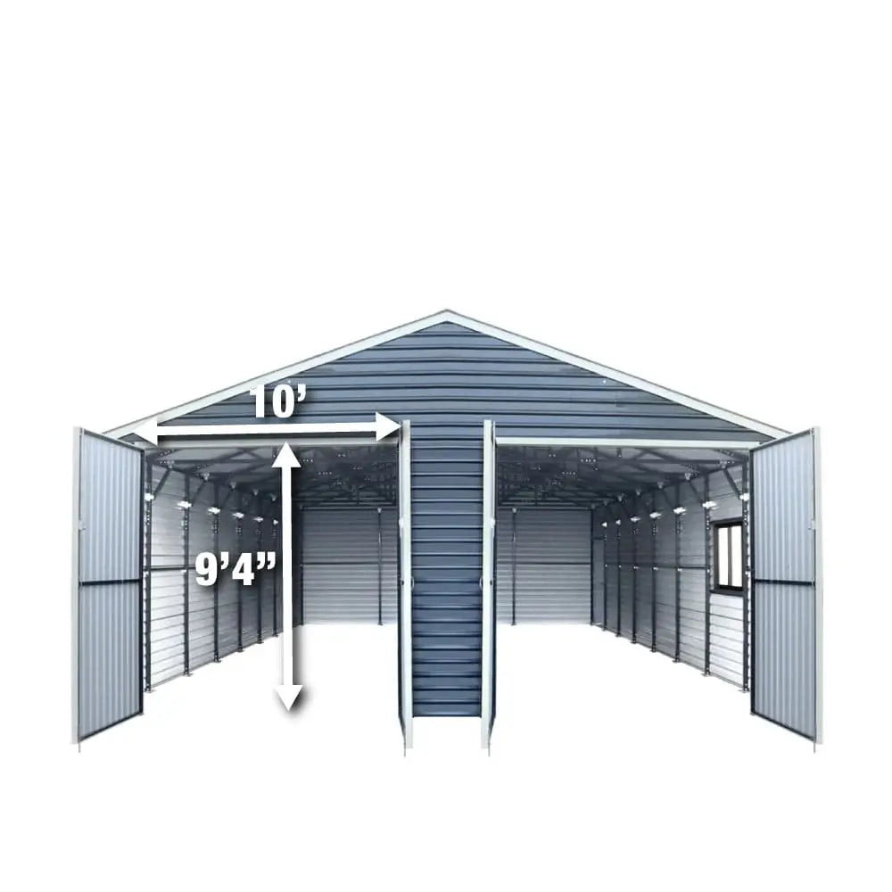 TMG 26' x 40' Metal Garage Shed, 9' Double Front Doors, 1040 Sq-Ft