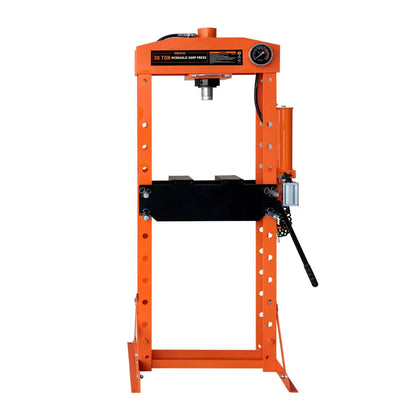 30 Ton Capacity Hydraulic Shop Press, Pneumatic & Manual Operation, 11 Bed Height Positions, TMG-ASP30 (Discontinued – No Longer Available)