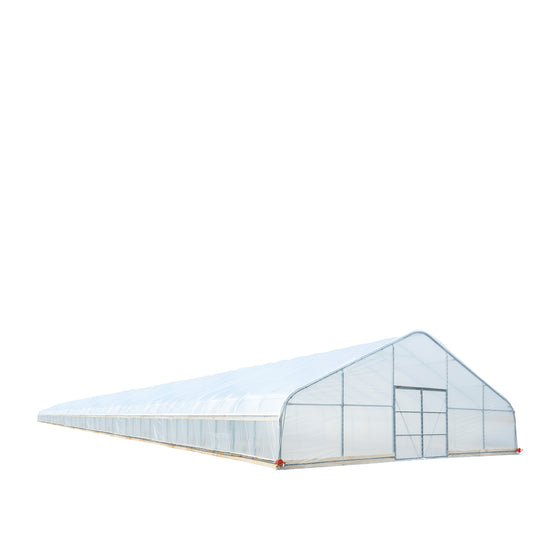 TMG Industrial 30’ x 150’ Tunnel Greenhouse Grow Tent w/6 Mil Clear EVA Plastic Film, Cold Frame, Hand Crank Roll-Up Sides, Peak Ceiling Roof, TMG-GH30150-O