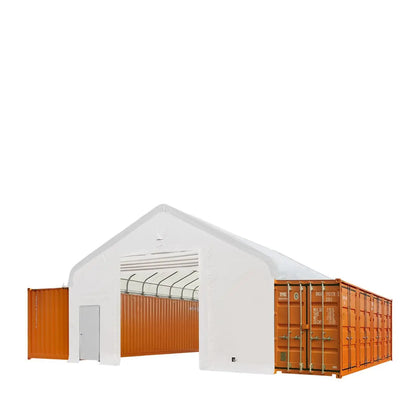 Abri de 30' x 40' pour conteneur, toit en pointe, avec toile PVC robuste de 17 oz, pignons avant et arrière entièrement fermés, TMG-ST3042CG