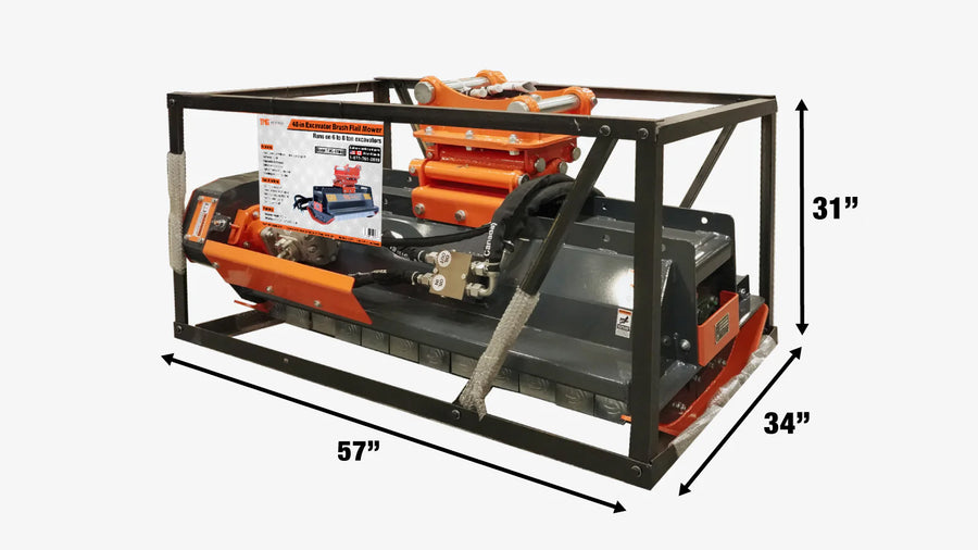 48" Flail Mower Brush Cutter for Mini to Midsize Excavators and Backhoes TMG-EFM48