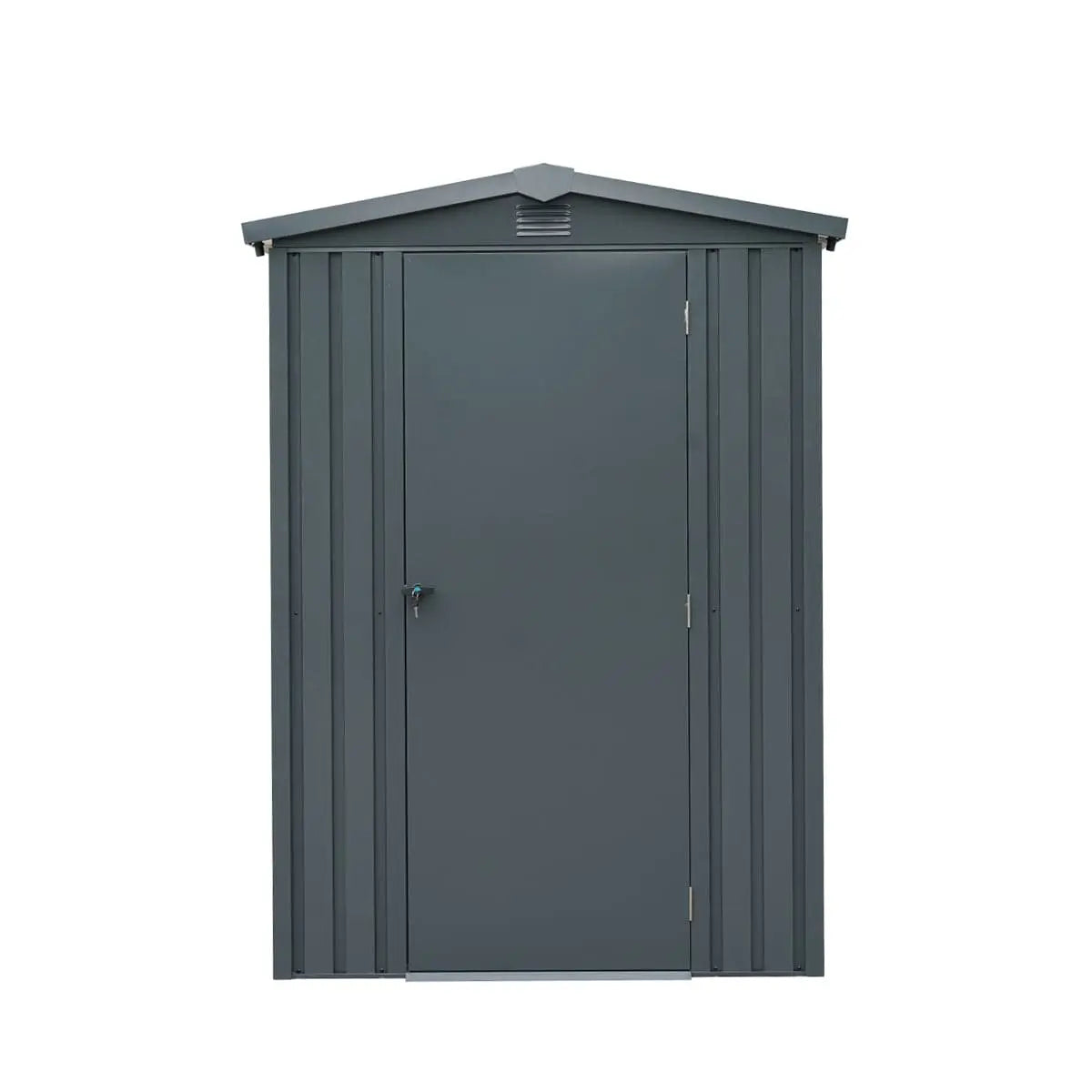 TMG Industrial 5 x 6 FT Apex Roof Metal Shed Pro Series, Galvanized corrugated metal, Apex roof design, Two air vents, TMG-MS0506