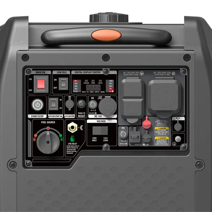 7250W Portable Inverter Generator for Home, RV Power, and Off-Grid Use, Hybrid Dual Fuel (Gas/LPG), THD < 3% TMG-GDI70