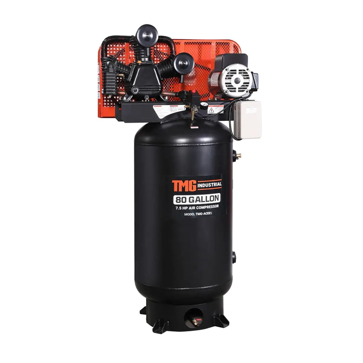 TMG Industrial 80 Gallon 7.5 HP Stationary Electric Air Compressor, 6 Min Fill Time, 230V Induction Motor, Vertical Tank, TMG-ACE85