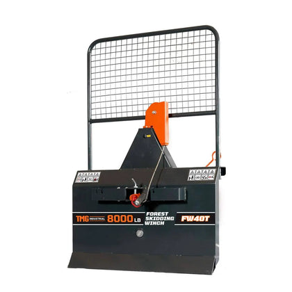 8,000-lb Log Skidding Winch for 30-50 HP Tractors – 3-Point Hitch, 200' Steel Cable TMG-FW40T
