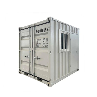 TMG Industrial 9' Site Storage Steel Container, Bi-parting Front Door, Side Entry Man Door, Security Bar Window, TMG-SC09