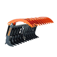 Râteau à racines squelette pour chargeuse compacte avec grappin, capacité de grappin de 1179 kg, deux vérins, espacement des dents de 17,8 cm, TMG-SRR72