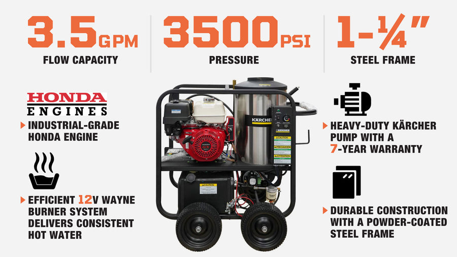 Kärcher Professional 3500 PSI GPM Hot Water Pressure Washer, Honda Engine, 12V Wayne Burner, Mfr Model # HDS 3.5/35 PE/H TMG-KA9074