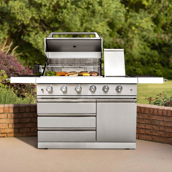 TMG Industrial Outdoor Gas Grill, 3 Cooking Grids, Warming Rack, Spacious Cooking Area, 4 Main Burners, CSA Certified, TMG-LKS06