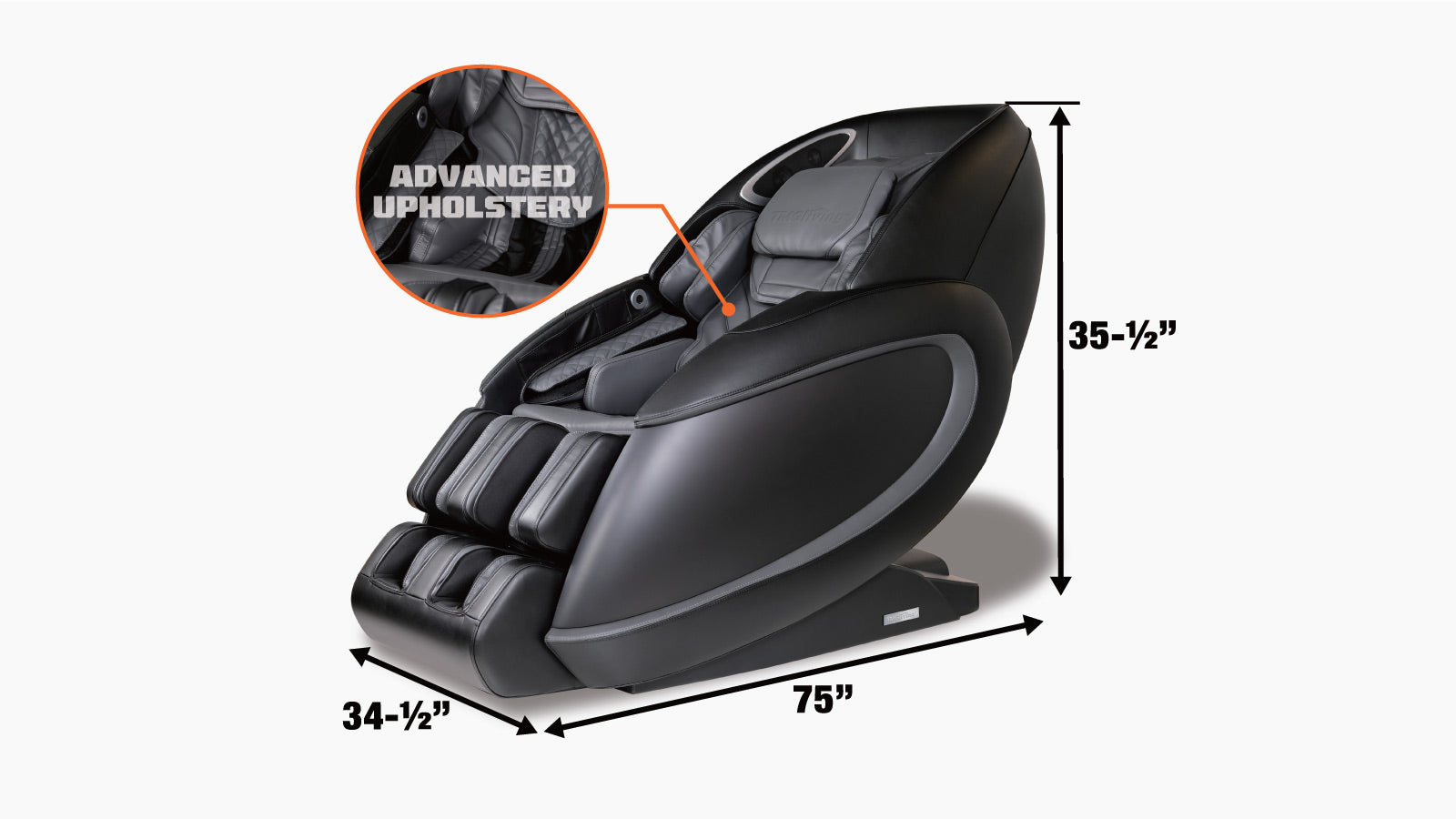 TMG Industrial Zero Gravity Multi-Function Massage Chair Platinum, 4D Mechanism, 12 Auto Programs, Touch Screen Control, Full Body Compression, Bluetooth, Body Scanning, Footrest Extension, Roller Foot Massager TMG-LMC79-specifications-image